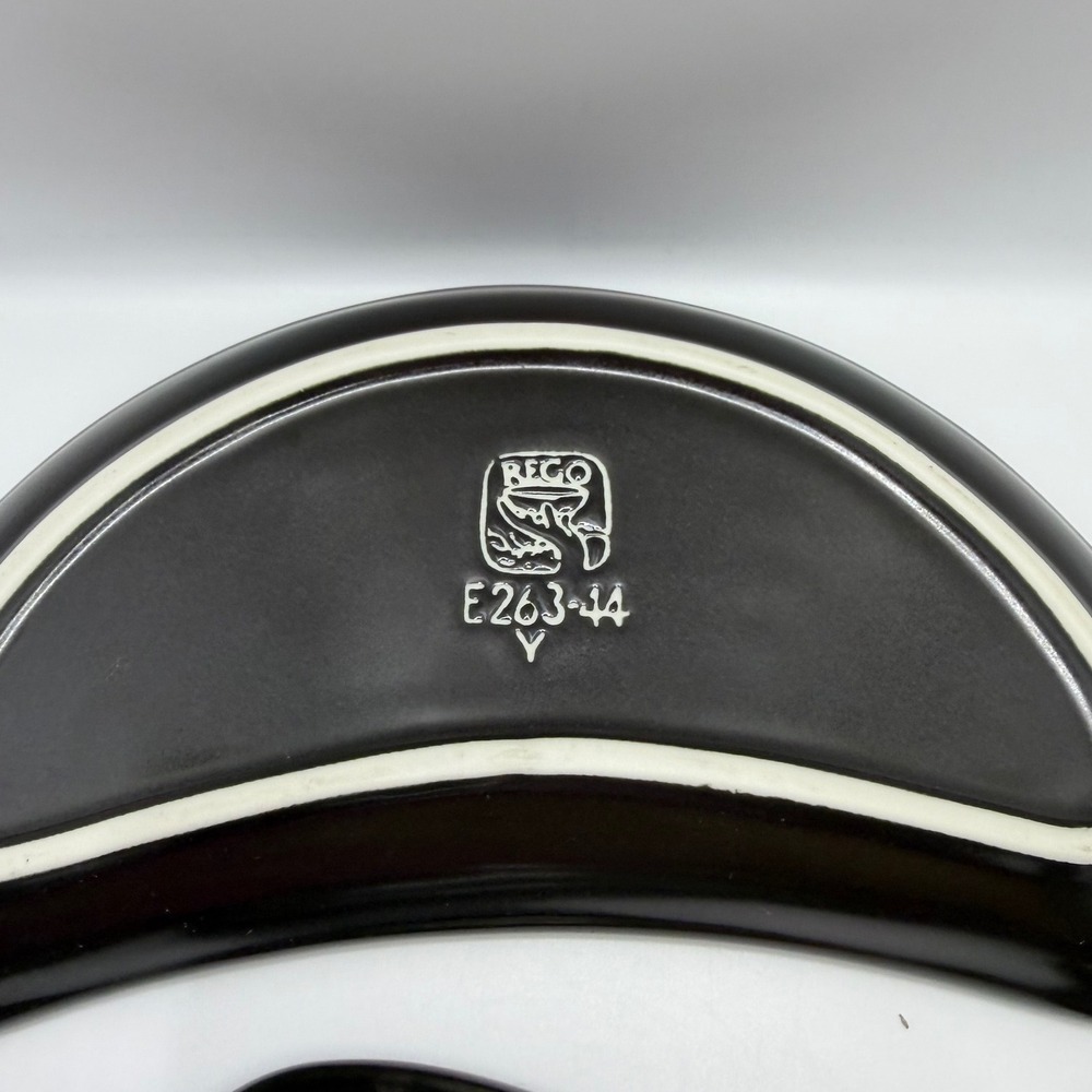Vintage Rego Japan E263-44 Crescent Side Plates Matte Black Tan Rim Set of 4 - Picture 9 of 10